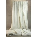 Two pairs of egg shell fully lined blackout curtains. L.250 W.250cm. (each)