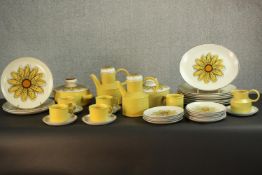 A large collection of 1972 Midwinter Stonehenge Flowersong pattern ceramics by Jessie, including