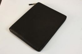 A Comme des Garcons black leather zip up folio/Ipad case with internal compartments. L.28 W.23 D.