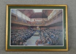 June Mendoza, limited edition signed print, 'Chamber of House of Commons'. signed and dated. H.78