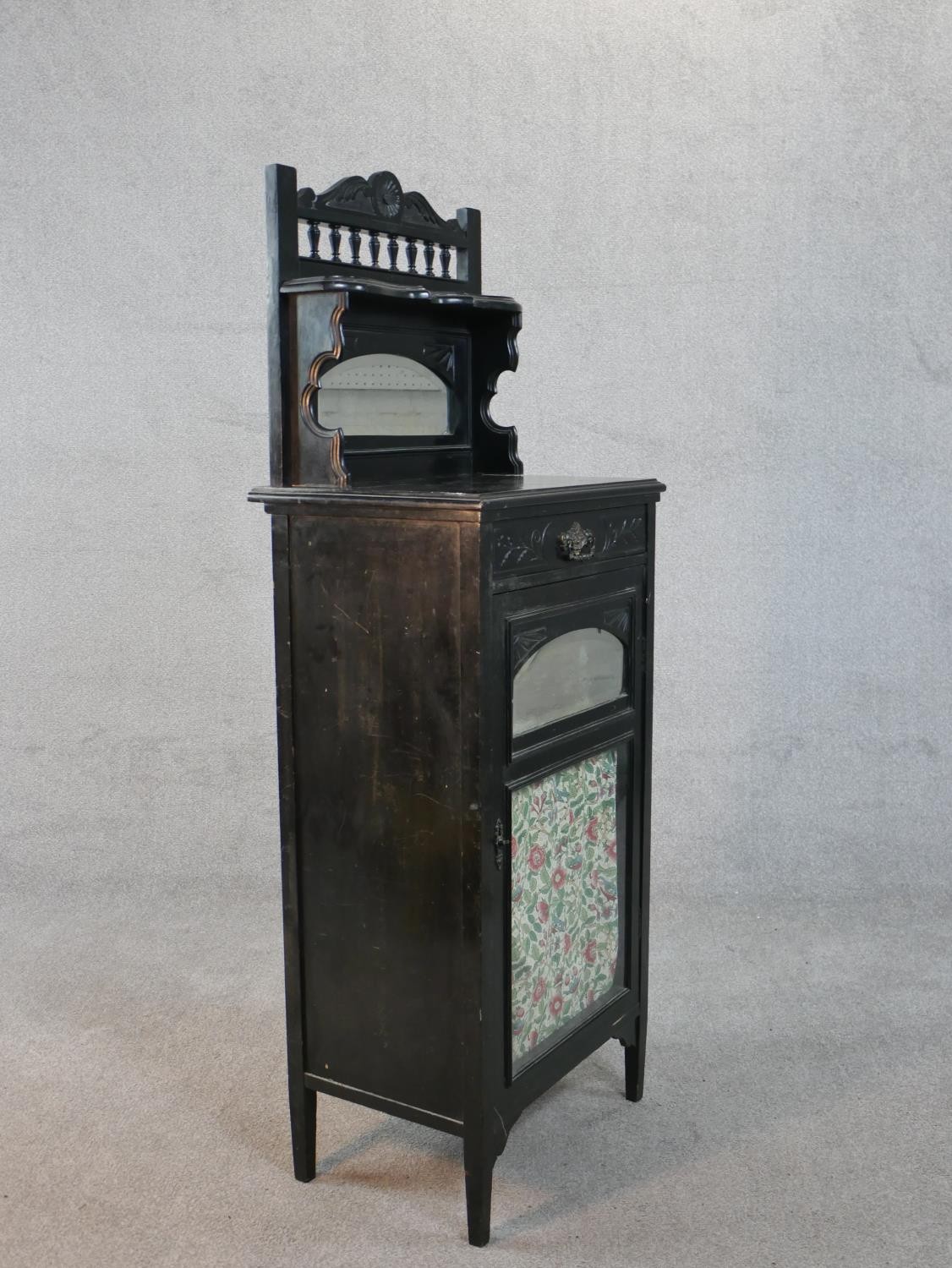 A late 19th century ebonised pier cabinet with mirrored back. H.45 W.55 D.58cm - Image 8 of 8