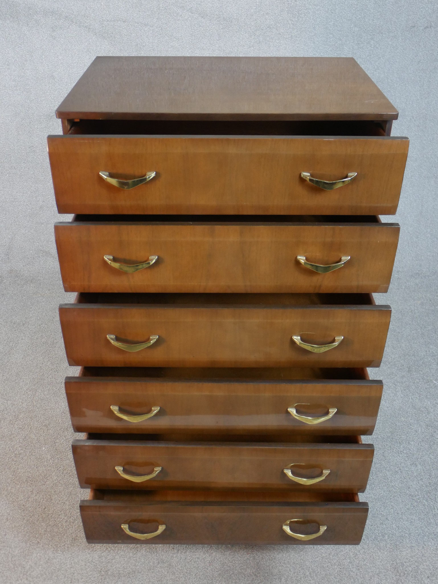 A mid century vintage laminated tallboy chest by Meredew Furniture. H.113 W.66 D.42cm - Image 3 of 7