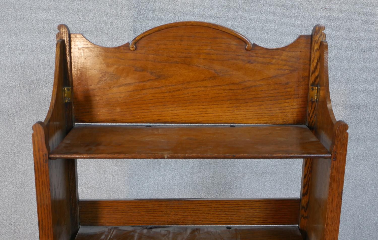 A late 19th century Arts and Crafts oak folding open bookcase. H.140 W.68 D.45cm - Image 3 of 5