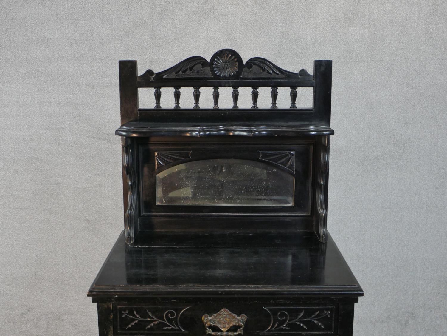 A late 19th century ebonised pier cabinet with mirrored back. H.45 W.55 D.58cm - Image 2 of 8