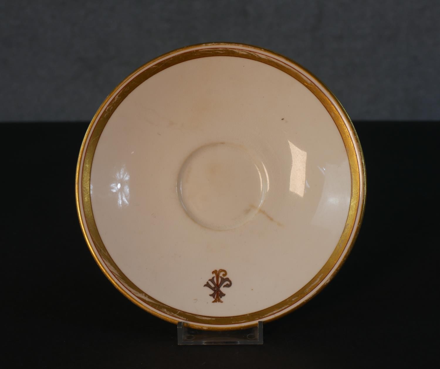 A 19th century Crown Derby gilded porcelain lidded twin handled hot chocolate cup and saucer. Each - Image 2 of 6