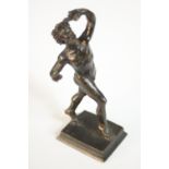 A Grand Tour bronze dancing faun figure, on a rectangular base. H.12 W.2 D.3cm.