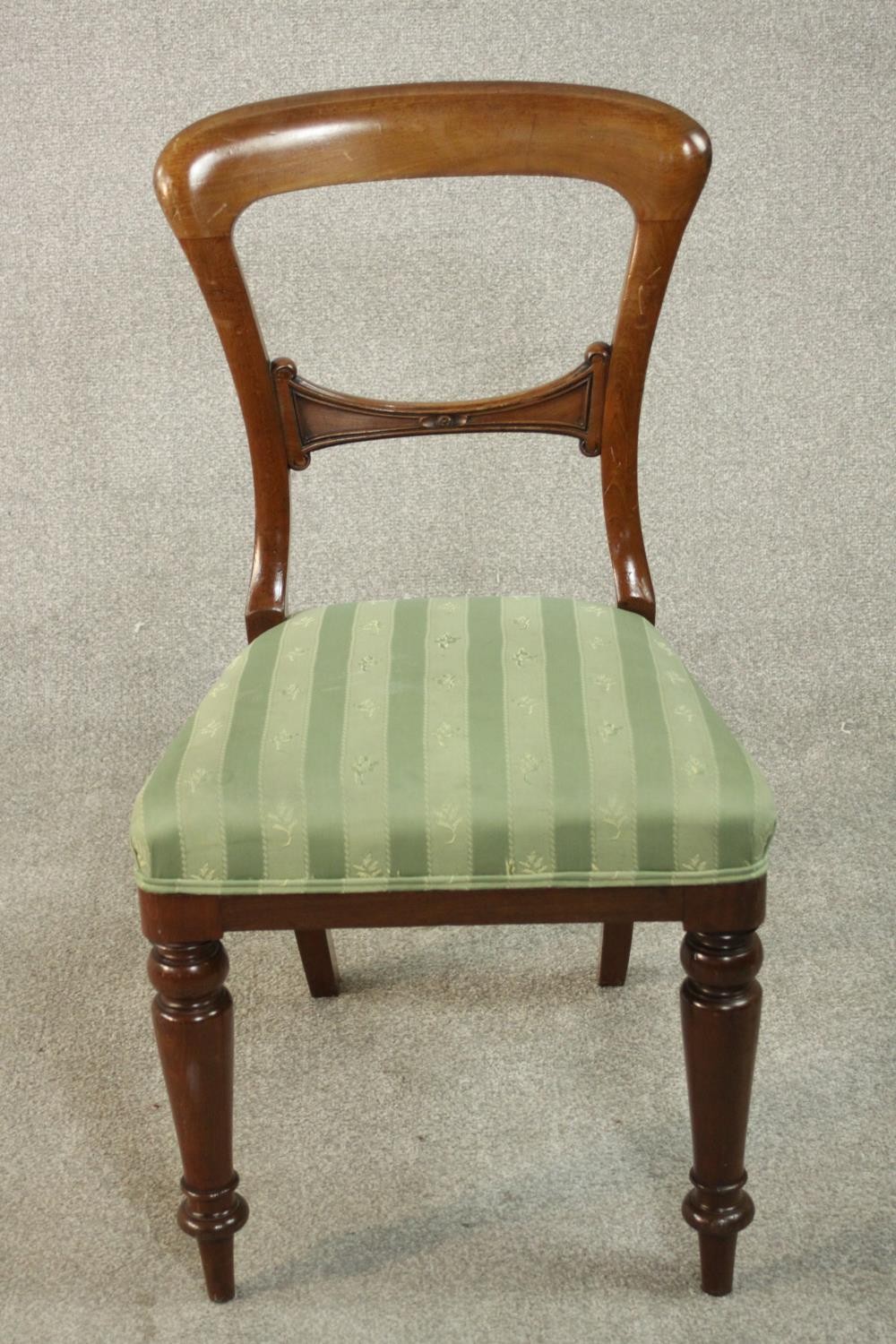 A harlequin set of eight Victorian walnut dining chairs, comprising a set of six side chairs and a - Image 2 of 10