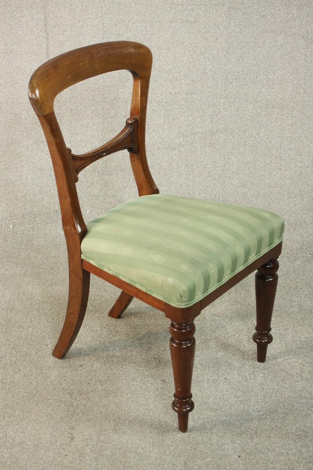 A harlequin set of eight Victorian walnut dining chairs, comprising a set of six side chairs and a - Image 3 of 10
