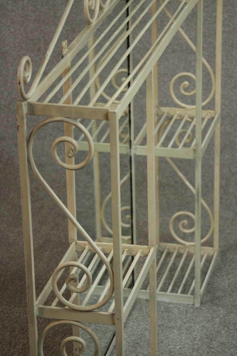 A cream painted wrought iron vanity shelf, the central rectangular mirror surrounded by an - Image 5 of 6