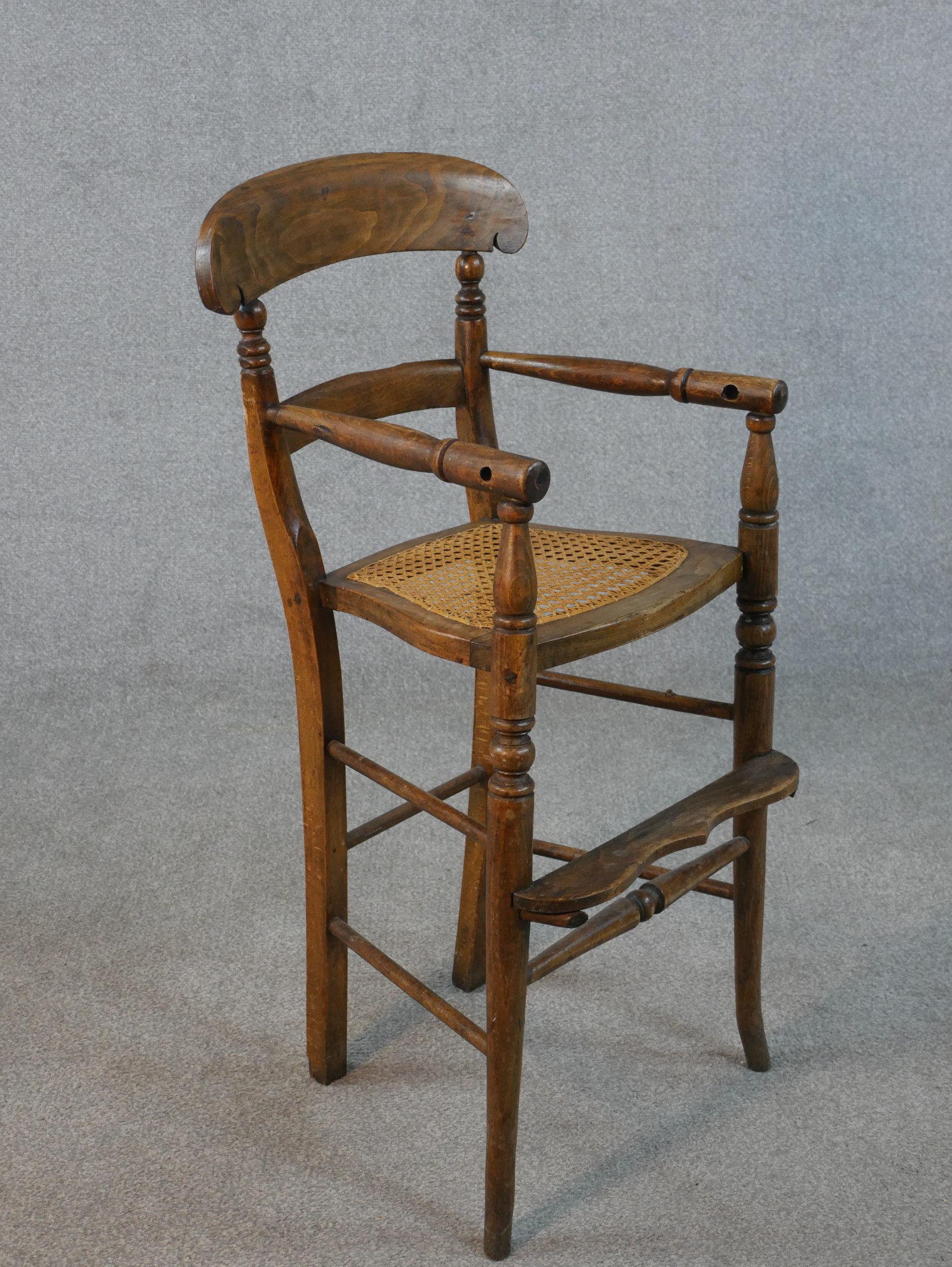 A 19th century beech child's high chair. - Image 2 of 5