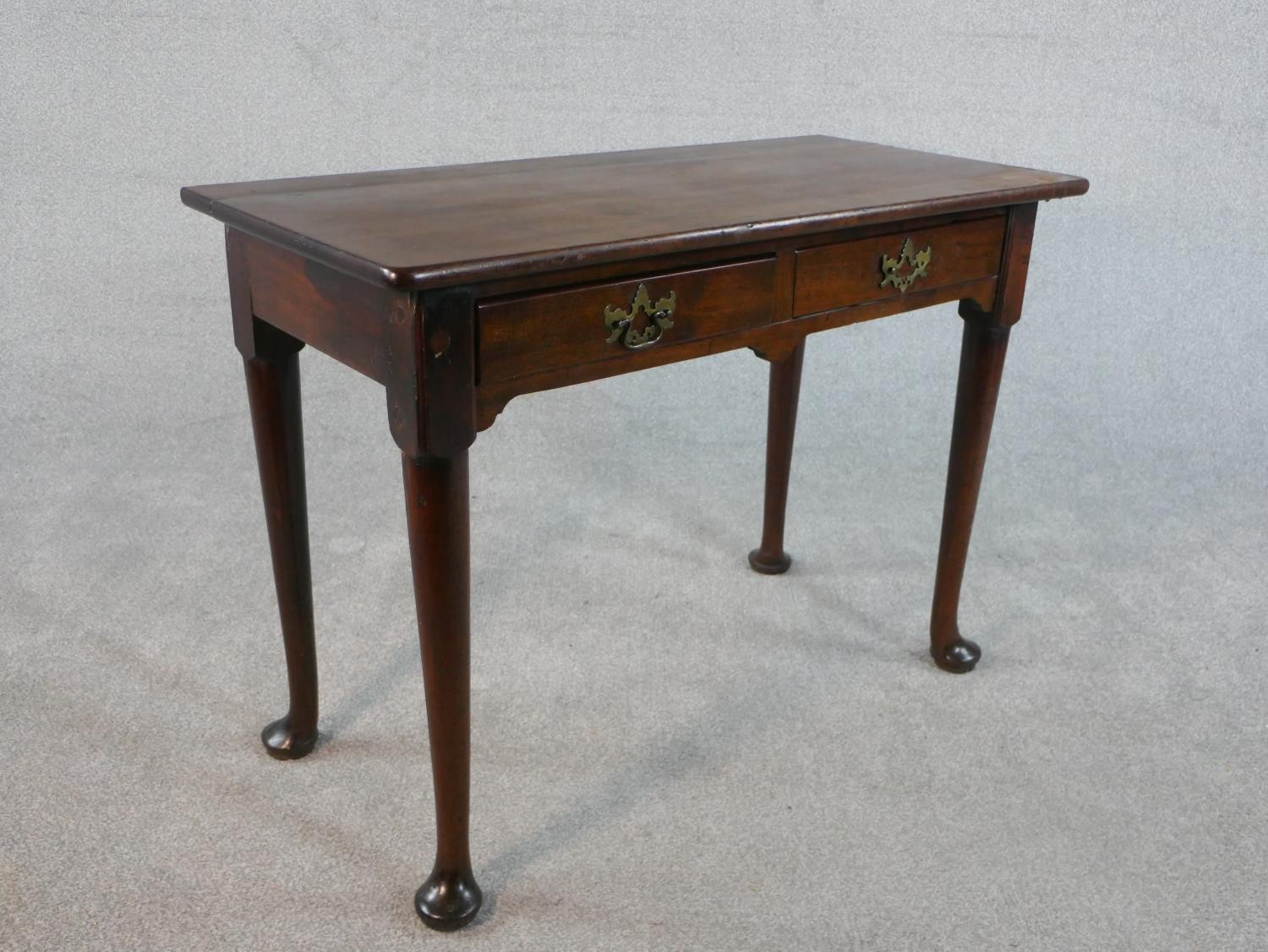 A George II mahogany side table, the rectangular top over two short drawers with brass handles and - Image 7 of 7