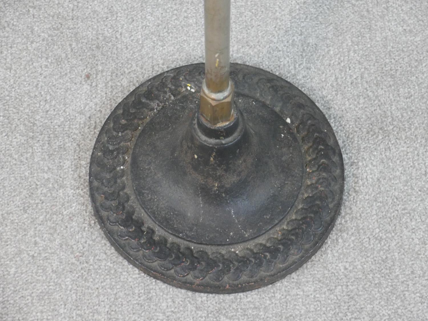 A C.1900 tubular metal towel rail of T form, on a circular cast iron base. H.121 W.72cm - Image 4 of 4