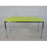 Driade ‘Jelly Slice’ Console Table by Philippe Starck, acid bathed painted chartreuses tempered