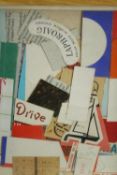 Ron Wilman (b.1947), mixed media collage, label verso. H.25 W.20cm.