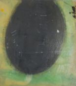 Norman Hyams (b. 1966), oil on wood, green and black abstract composition, signed and dated 2010