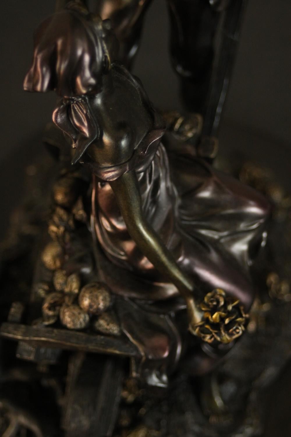 A Leonardo Collection bronze resin figure group of a young couple with a wheelbarrow under a tree. - Image 7 of 9