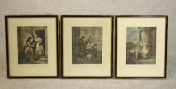 Three Cries of London prints, in verre eglomise frames. H.43 W.36cm. (each)