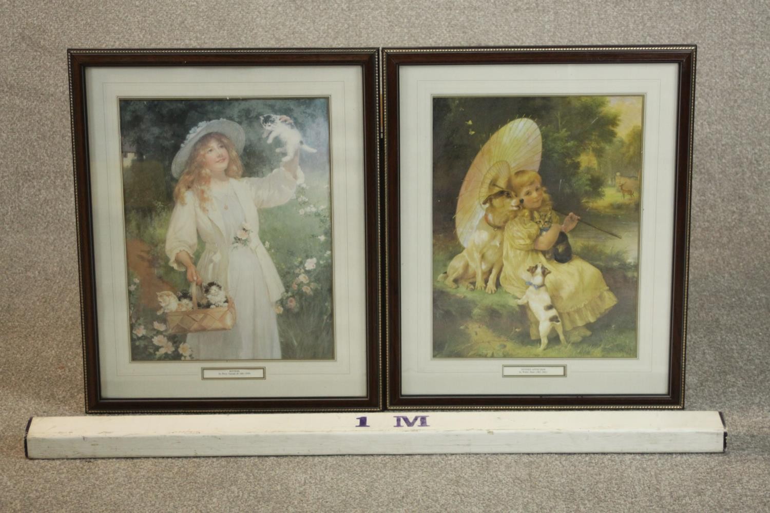 After Percy Tarrant, a framed and glazed vintage prints of a girl with a basket of kittens and - Image 2 of 7