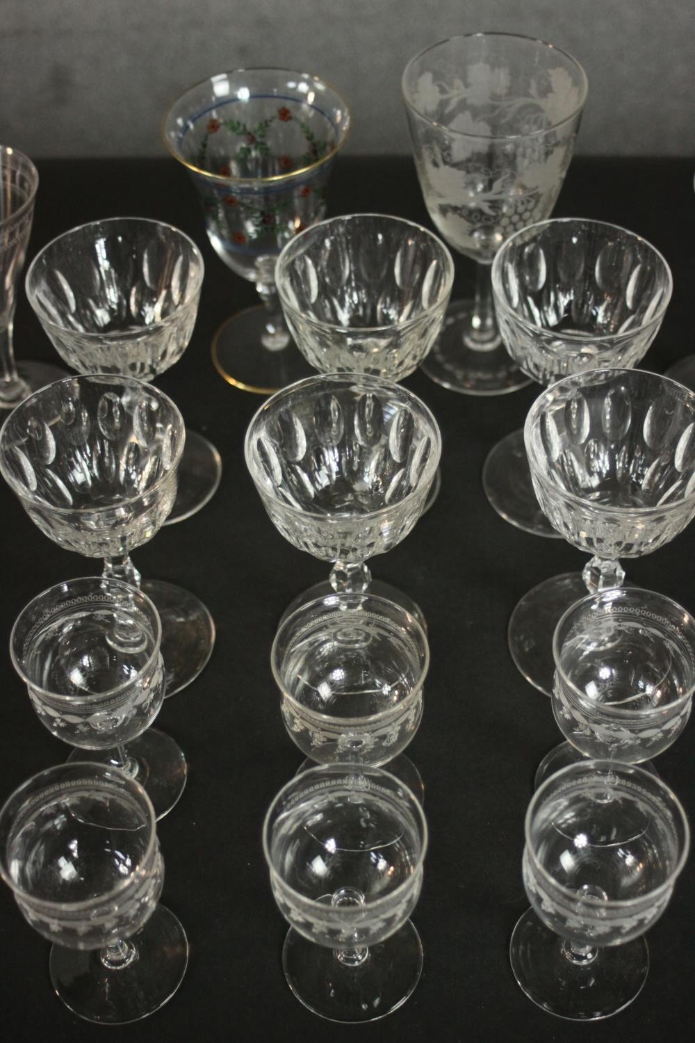 A collection of 19th and 20th century drinking glasses, including a set of six petal faceted - Image 2 of 9
