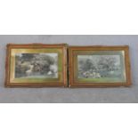 After Basil Bradley, two gilt framed hand coloured 19th century engravings, one of sheep under