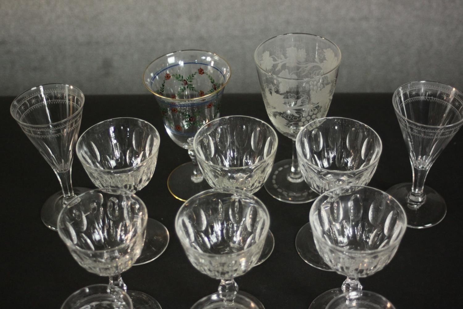 A collection of 19th and 20th century drinking glasses, including a set of six petal faceted - Image 3 of 9