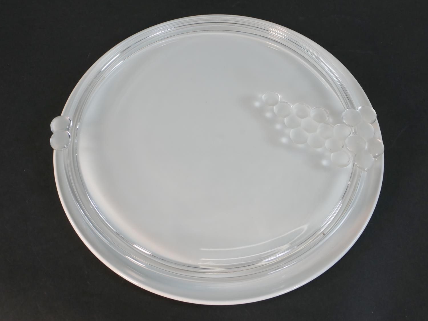 A Limoges porcelain cheese plate along with a glass cheese board with relief vine design. Diam. 36cm - Image 4 of 5