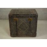 A circa 1890 Louis Vuitton steamer cabin trunk, grey canvas with wood binding, a lozenge painted