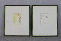 Two framed and glazed prints of female portraits, unsigned. H.65 W.52cm