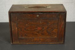 A late 19th/early 20th century Neslein oak engineer's travelling box, the side opening to become a