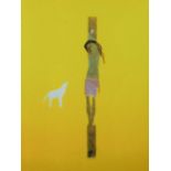 Craigie Aitchison, (1926 - 2009), Yellow Crucifixion, screen-print, unsigned. H.94 W.82cm