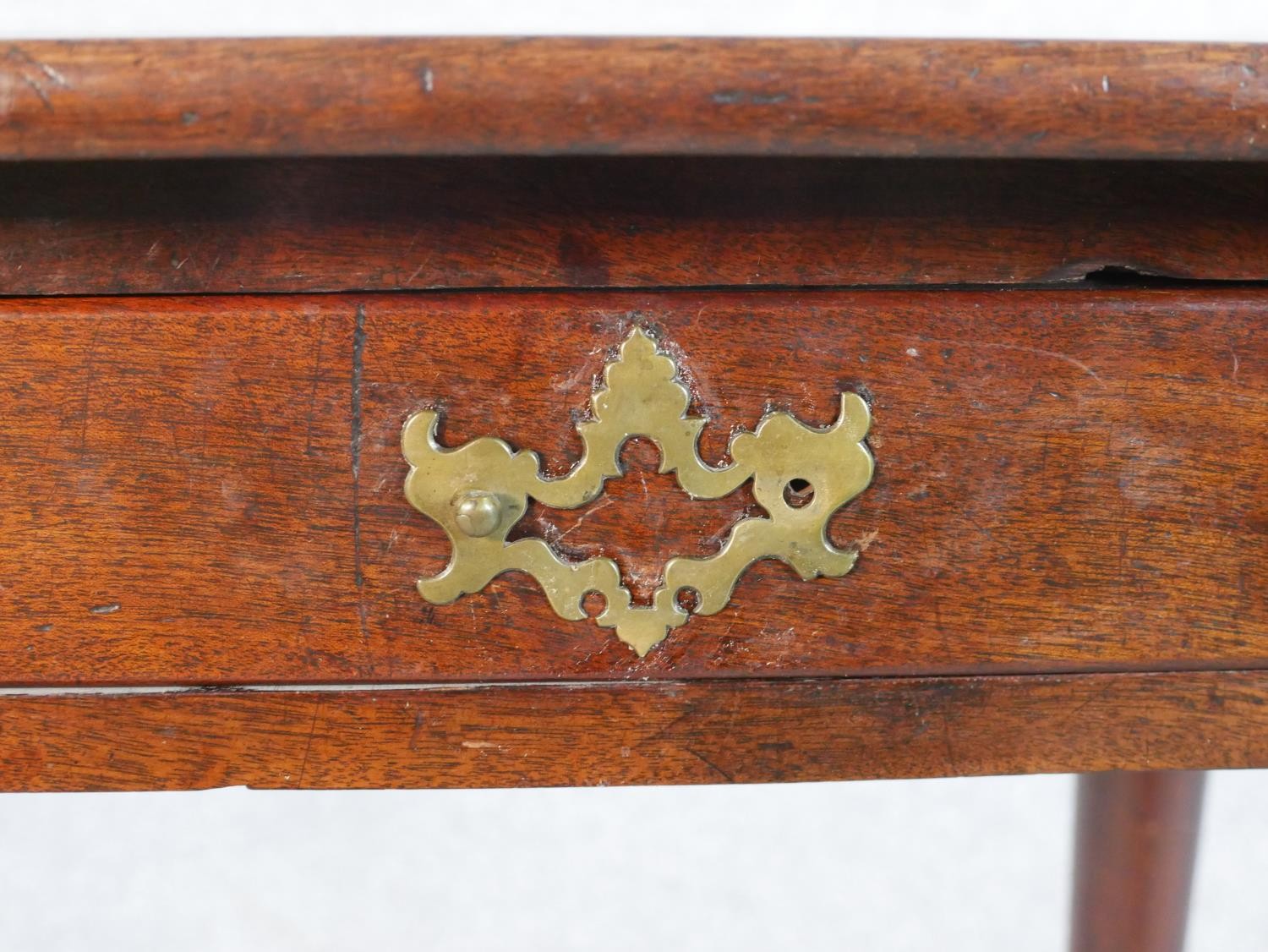 A George II mahogany side table, the rectangular top over two short drawers with brass handles and - Image 3 of 7