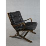 Ingmar Relling for Westnofa, a 1970s Norwegian Siesta stained beech bentwood lounge chair with loose