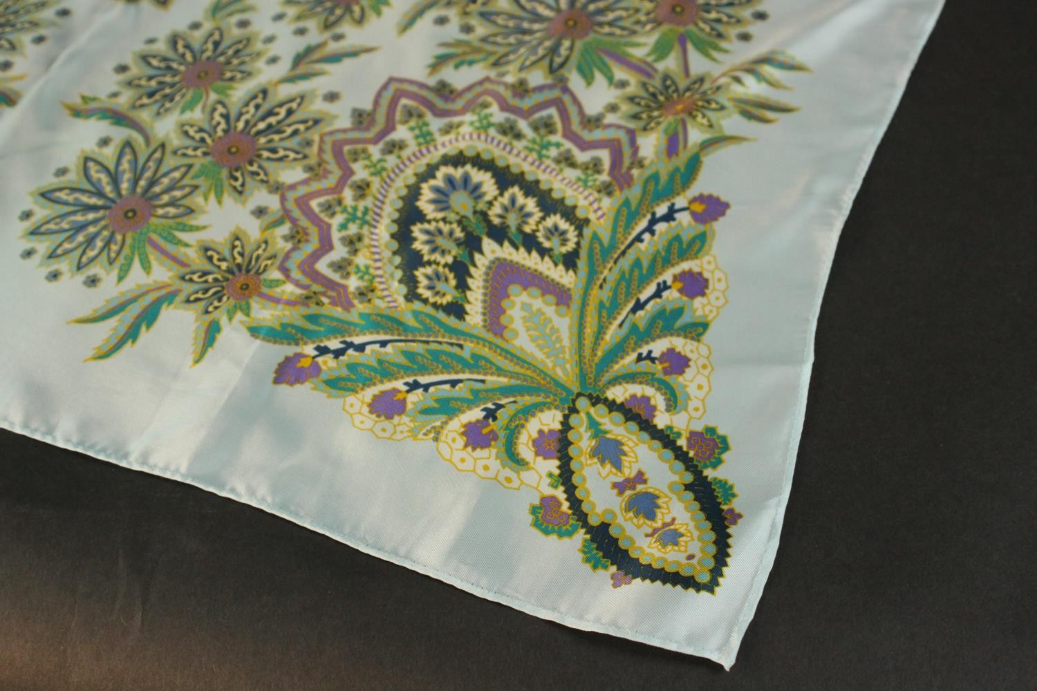 Two vintage silk scarves one with a galleon design and the other with a stylised floral and - Image 6 of 8