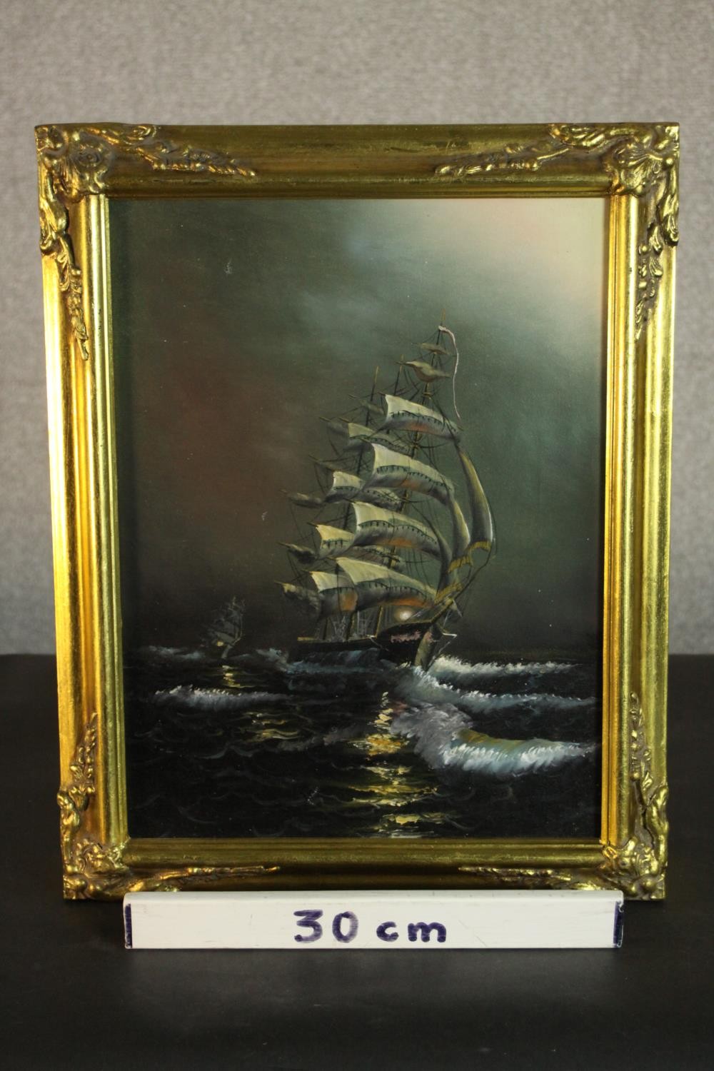 Contemporary school, Maritime Scene with a Saling Ship, oil on canvas. H.48 W.38cm. - Image 3 of 7