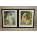 After Percy Tarrant, a framed and glazed vintage prints of a girl with a basket of kittens and