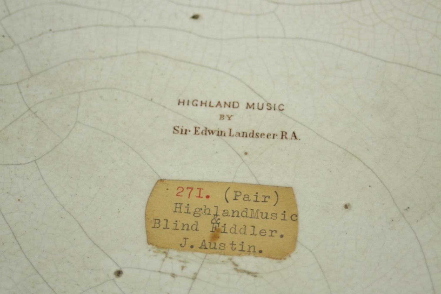 Three Prattware framed ceramic plaques: The Blind Fiddler, after Wilkie, Highland Games, after - Image 9 of 10