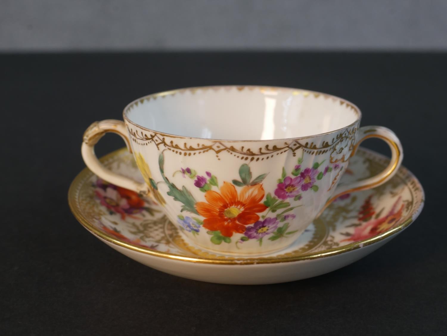 A collection of hand painted porcelain, including a Royal Vienna pin dish hand painted with a - Image 2 of 13