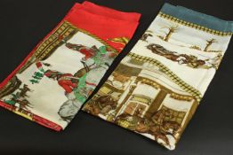 Two Hermes limited edition silk scarves: ''Marine et Cavalerie" by Philippe Ledoux and ''The