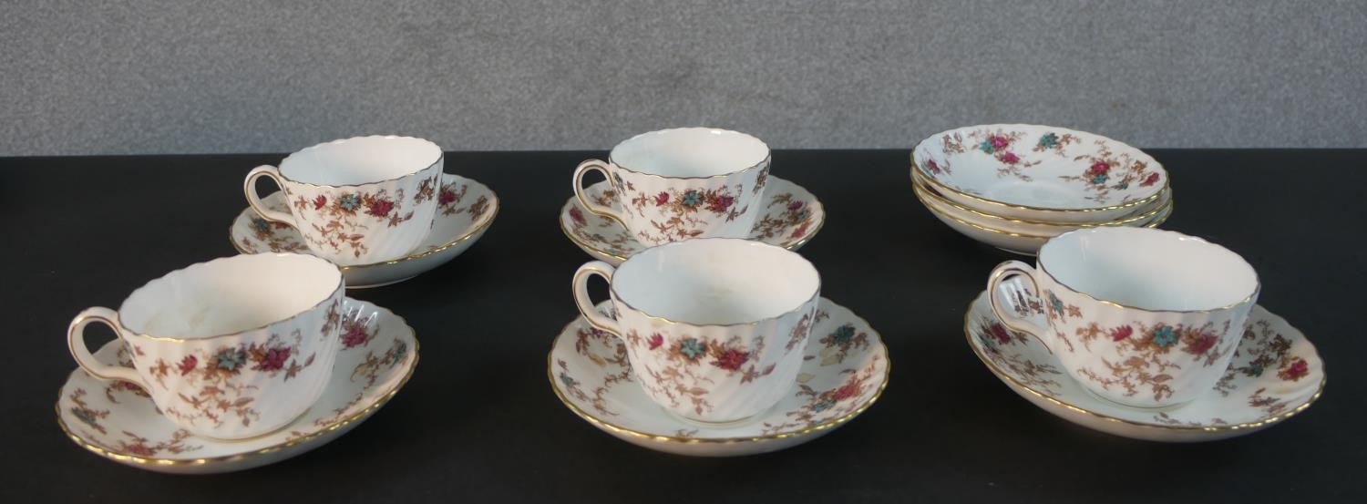 A Minton hand painted 'Ancestral' pattern five person part tea set service and five Minton Marlow - Image 4 of 10