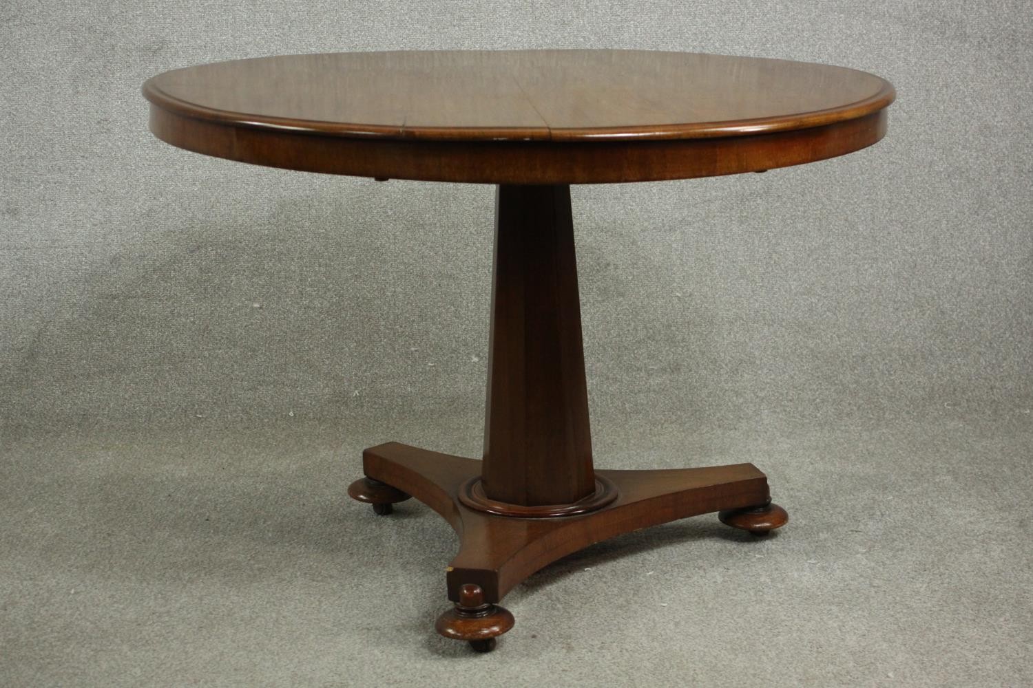 A mid 19th century walnut tilt top table, the circular top with a moulded edge, on a chamfered - Image 4 of 8