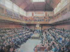 June Mendoza, limited edition signed print, 'Chamber of House of Commons'. signed and dated. H.78