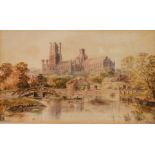 Two early 20th century framed and glazed watercolours, one of a town scene and the other of a
