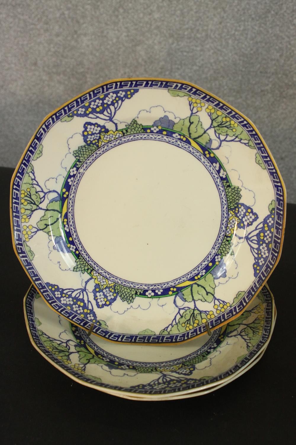 A collection of Royal Doulton Merryweather plates and bowls, along with a 19th century green glaze - Image 3 of 14