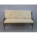 A French Val d'Osne style heavy cast iron garden bench, Gothic Revival, the back with