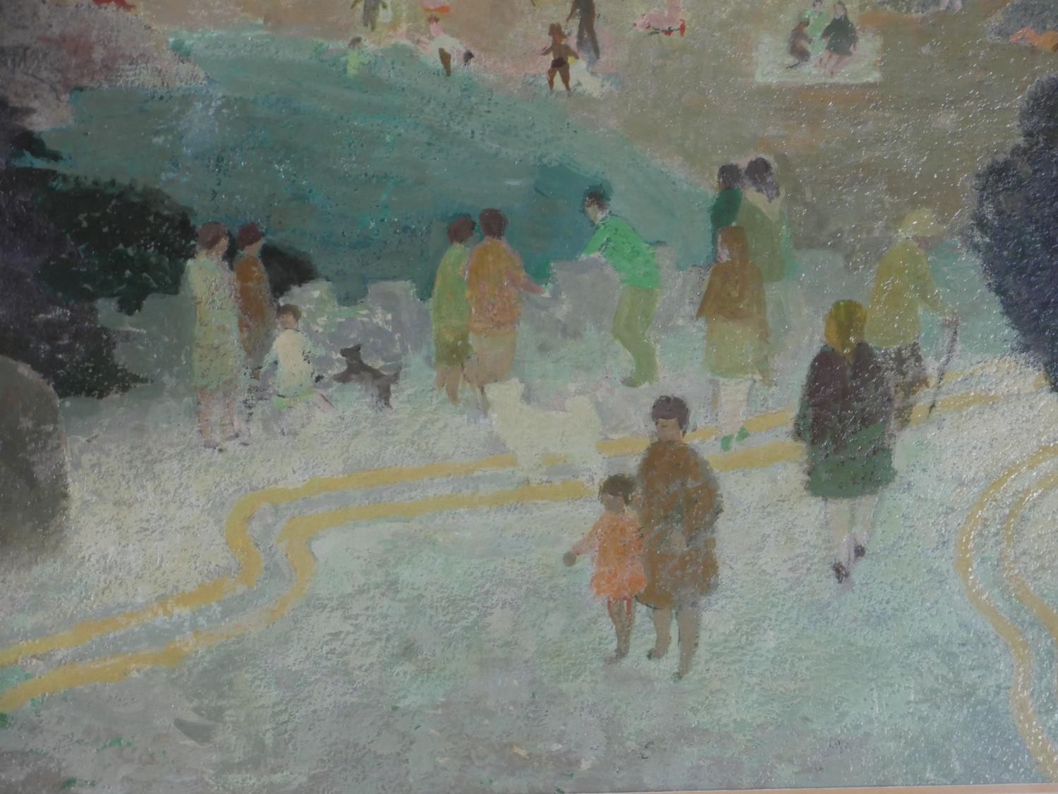 Morwenna Thistlethwaite (1912 - 1998), 'Road to the Beach, oil on board, label verso. H.36 W.46cm - Image 3 of 5