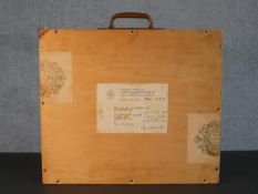 A National Maritime Museum pine carrying case with brass handle and label to front. (screws shut)