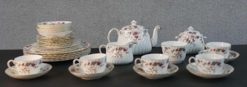 A Minton hand painted 'Ancestral' pattern five person part tea set service and five Minton Marlow