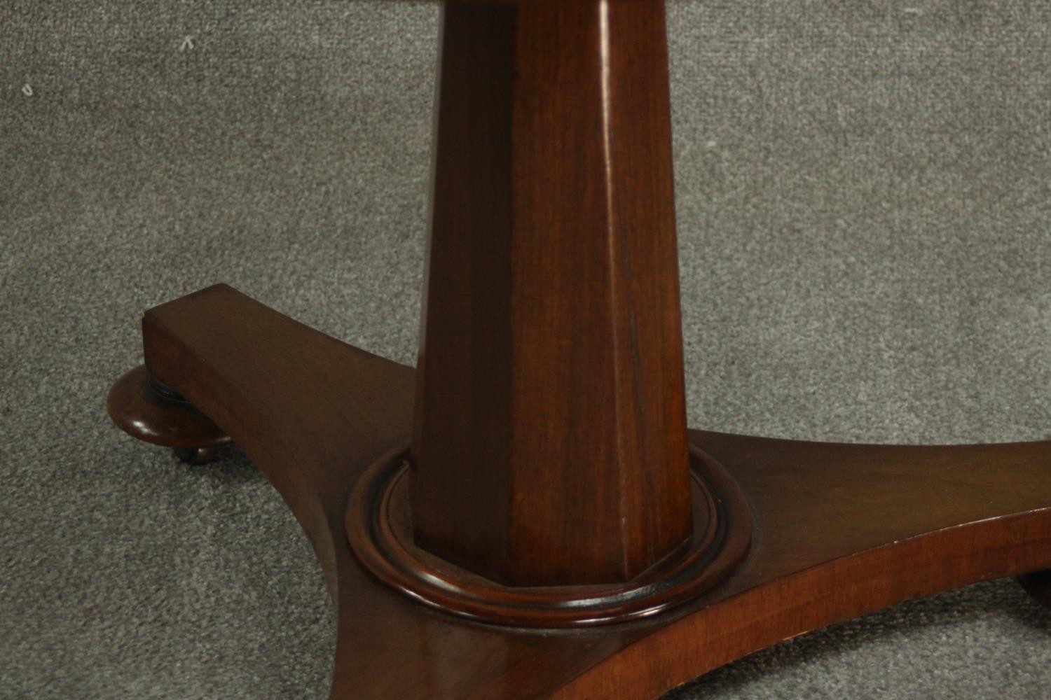 A mid 19th century walnut tilt top table, the circular top with a moulded edge, on a chamfered - Image 6 of 8