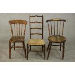 A miscellaneous collection of three 19th century side chairs.