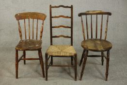 A miscellaneous collection of three 19th century side chairs.